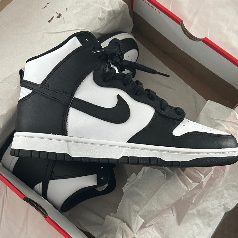 Nike Black and White Dunk High Sneakers